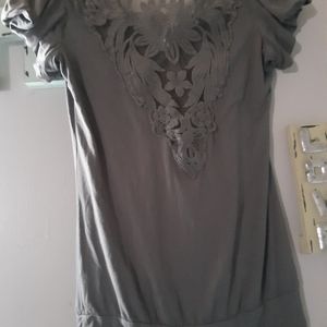 Charlotte Russe gray back lace blouse